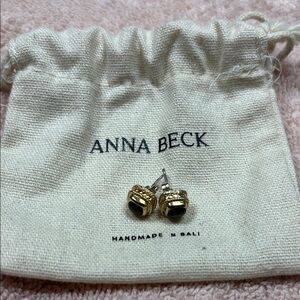 Anna Beck Gold and Black Square Stud Earrings